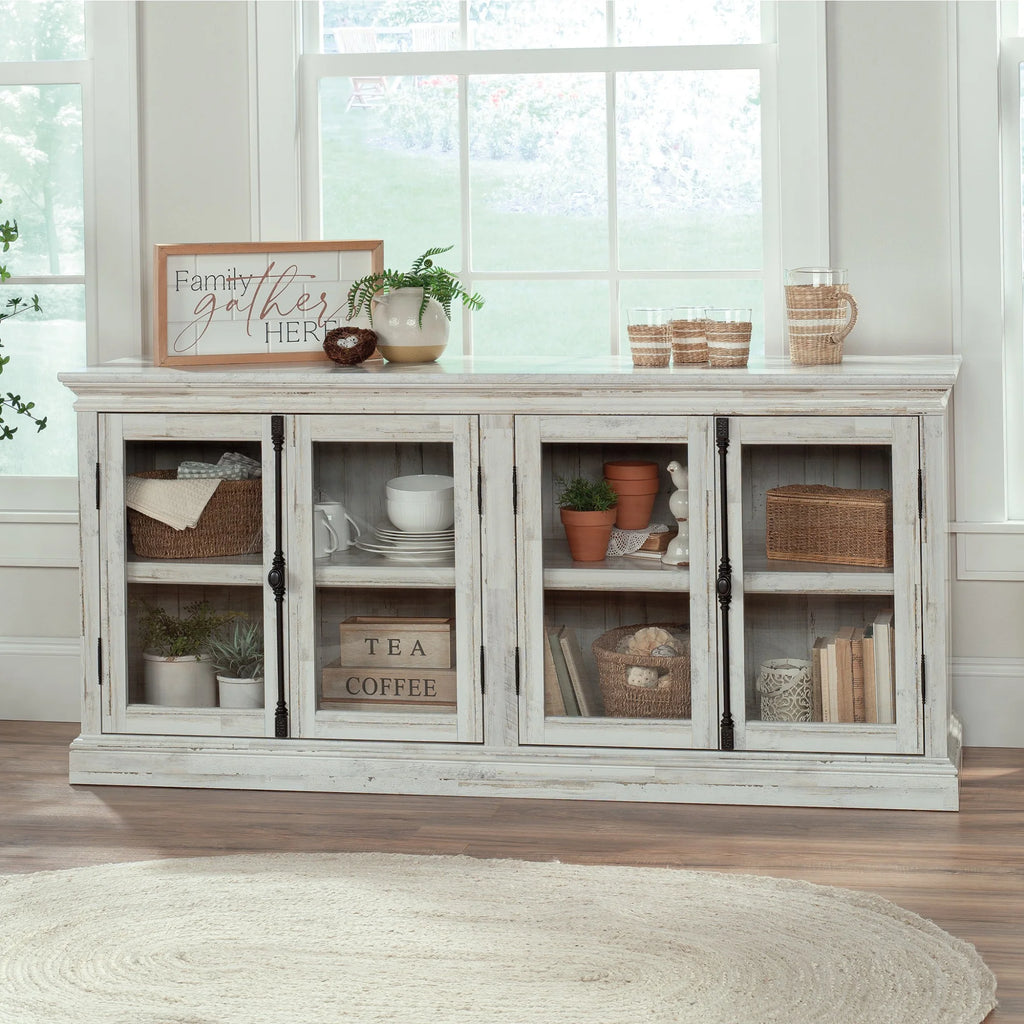 White Engineered Wood Storage Credenza R5536