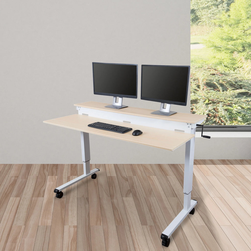60" Two-tier Crank Adjustable Sit to Stand Desk K3779