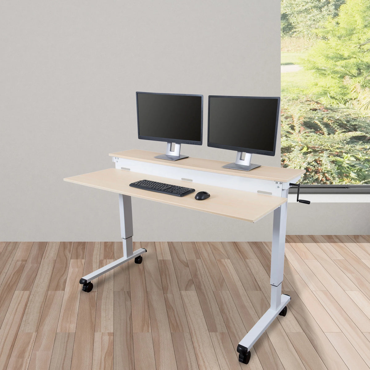 60" Two-tier Crank Adjustable Sit to Stand Desk K3779