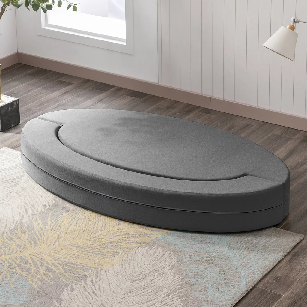 Folding Sofa Bed Linen Upholstery Dark Gray D223