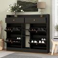 Black 4 Flip Drawer Shoe Storage Cabinet Q862
