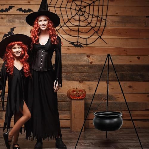 Large Witch Cauldron with Stand and Light Plastic Bowl O7051
