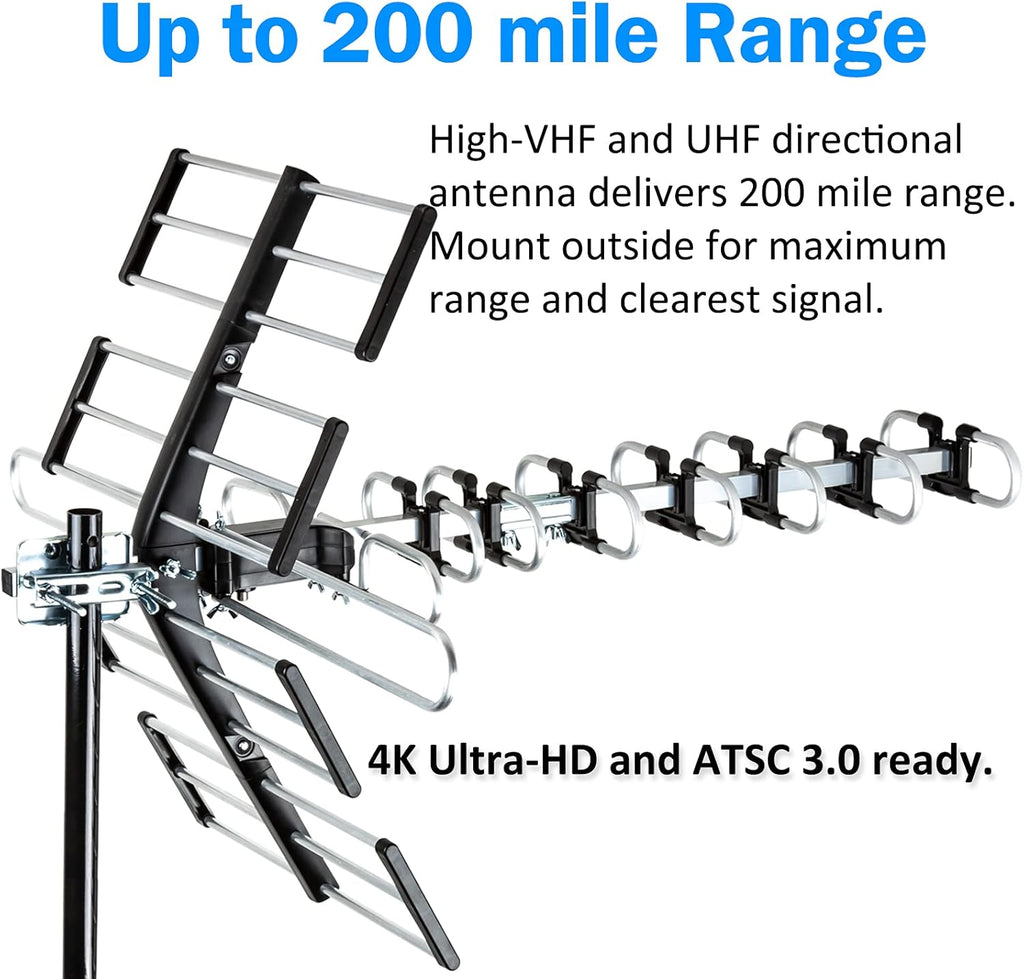 Outdoor HDTV Antenna up to 200 Mile Long Range M869