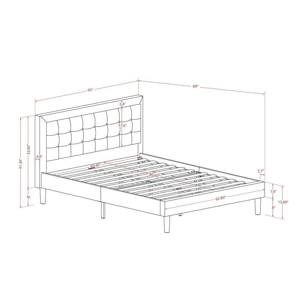 Denim Blue 2-piece Wood Platform Bedroom Set U5311