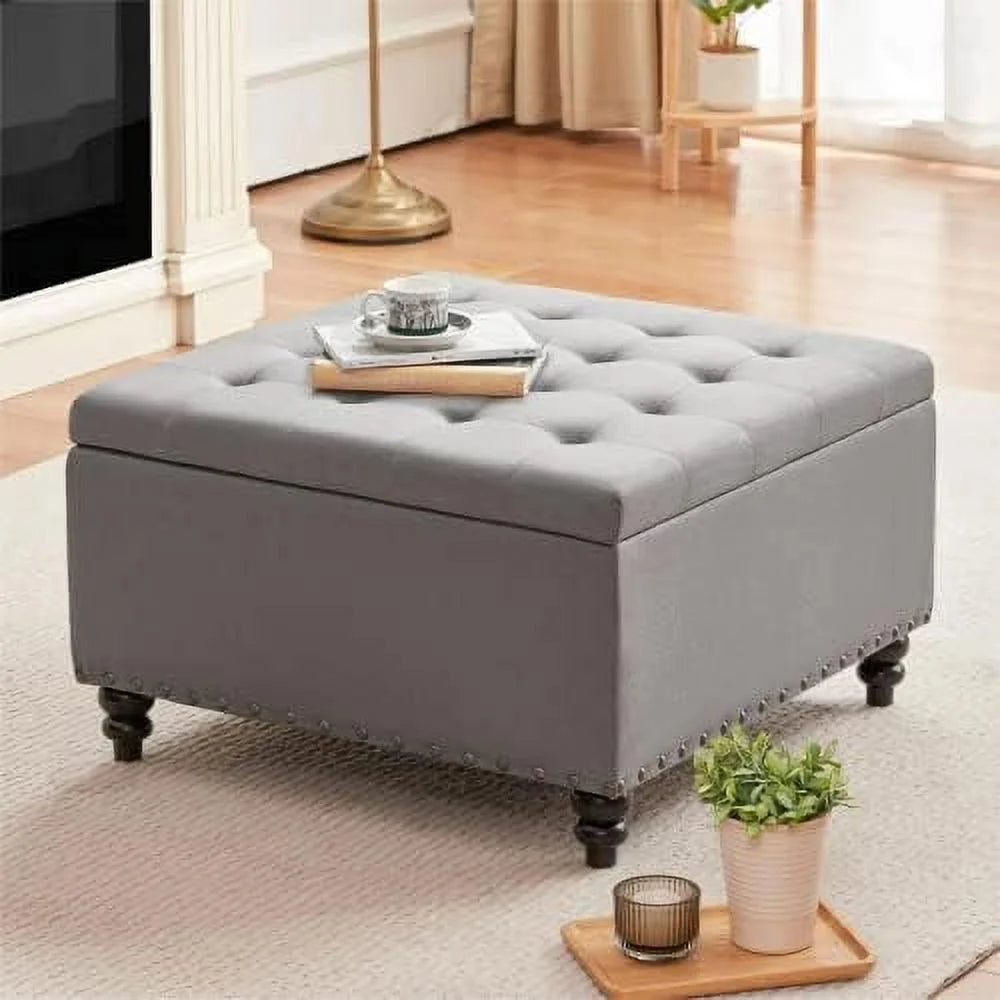 Blue Oversized Tufted Ottoman K41142