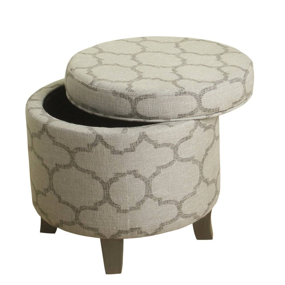 Grey Textured Round Storage Ottoman P889