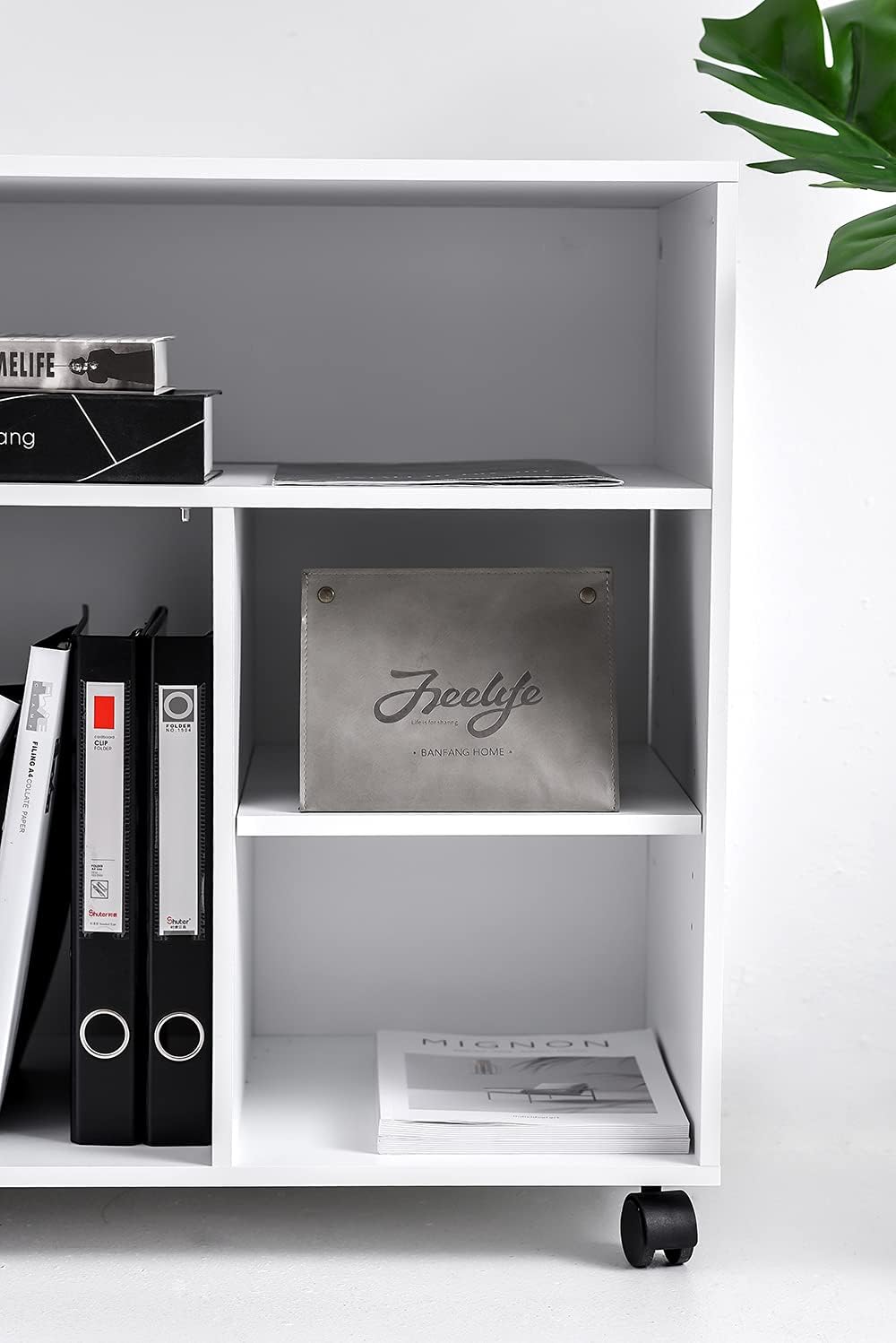 File Cabinet Printer Stand with Wheels and 3 Open Shelves K923