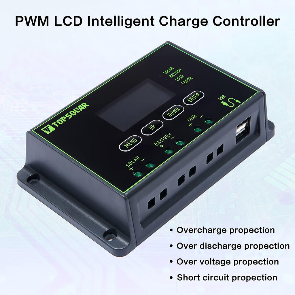 20W 12V Solar Panel Kit with 10A PWM Charge Controller and Mount Tilt Rack Bracket I49011