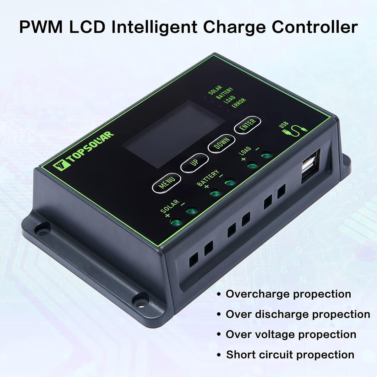 20W 12V Solar Panel Kit with 10A PWM Charge Controller and Mount Tilt Rack Bracket I49011