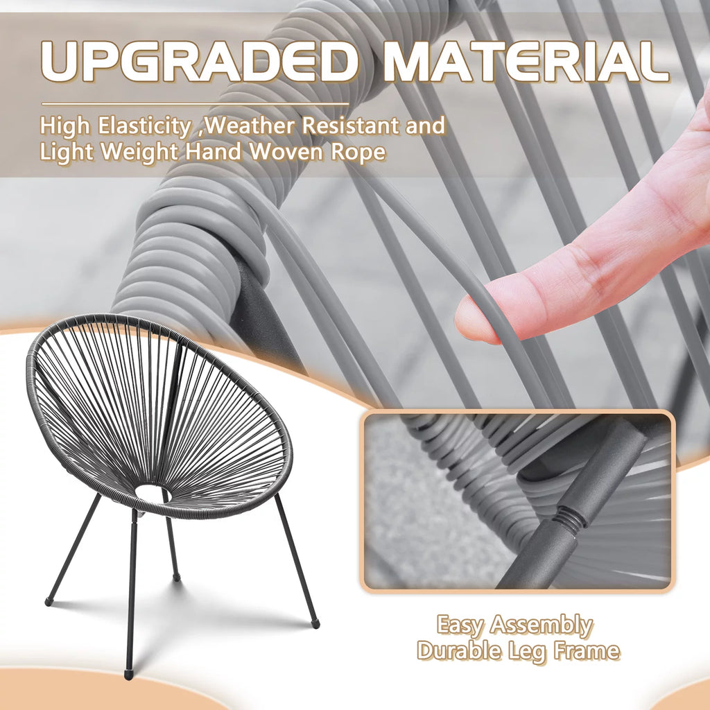 5 Pieces PE Rattan Woven Rope Chair Set with Coffee Table G776