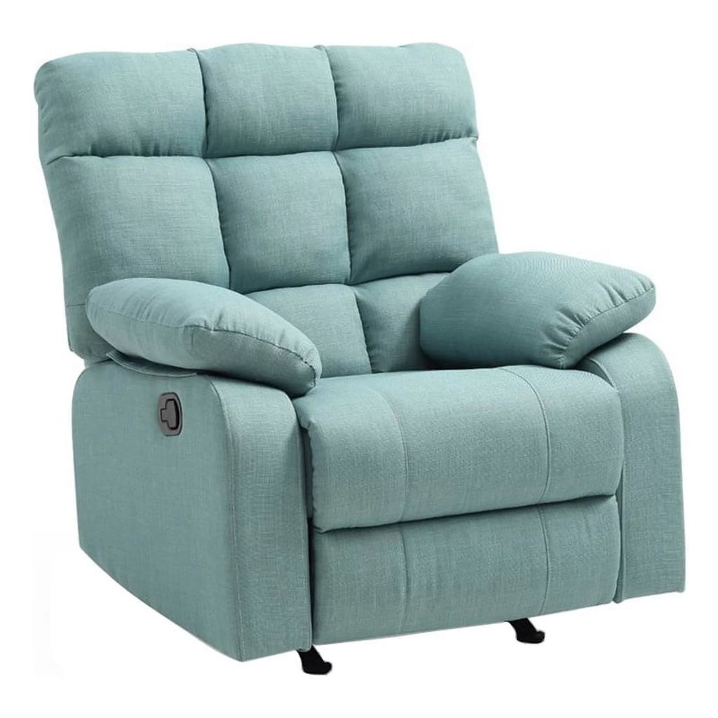Teal Turquoise Fabric Rocker Recliner F2916