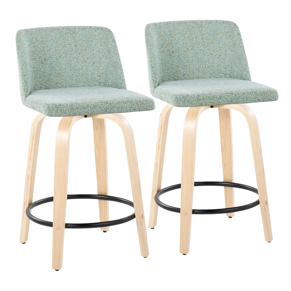 24" Counter Stool with Natural Wood Base, Set of 2 L86413
