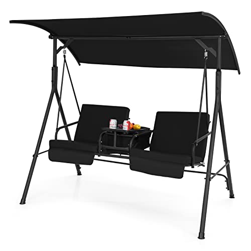 2 Person Porch Swing with Canopy and Cushions H946