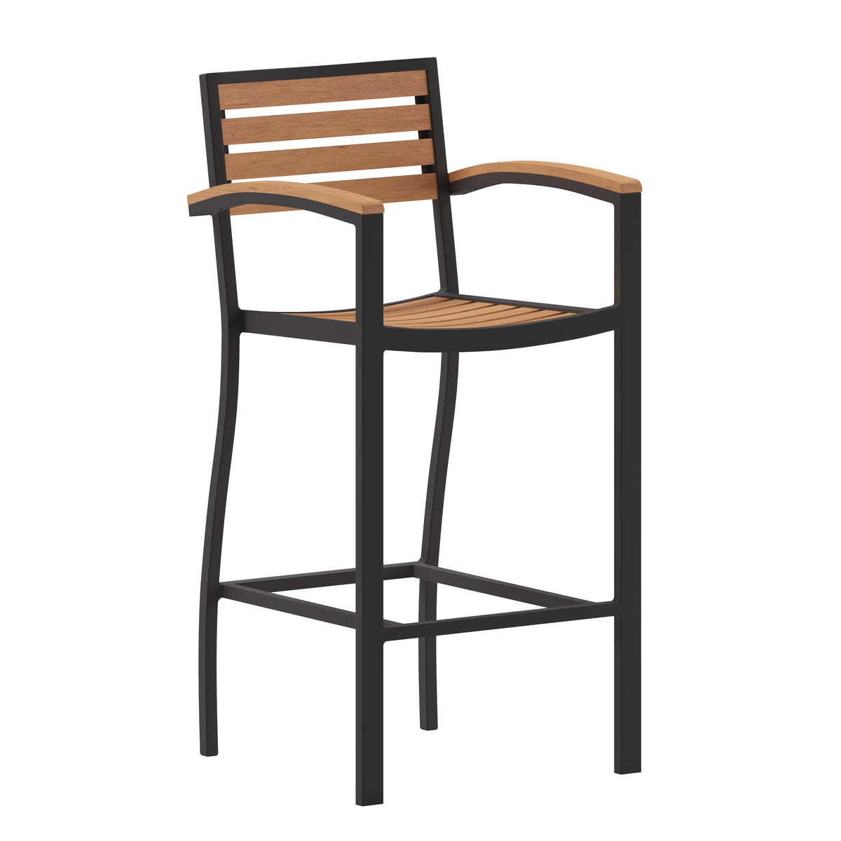Teak Bar Height Stool with Arms Y742
