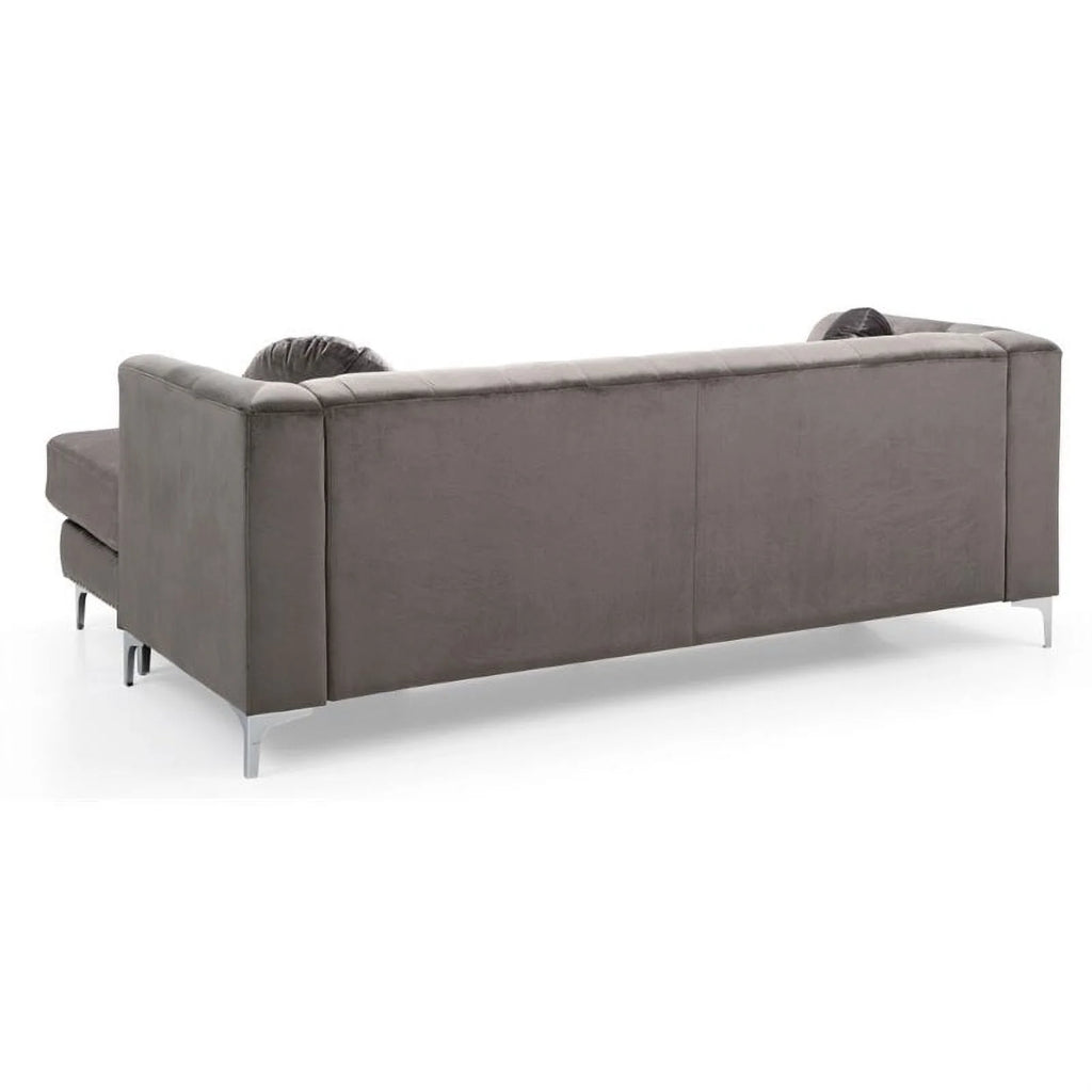 Velvet Sofa Chaise and Chair 2-Piece Set Dark Gray V284