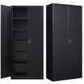 Black Steel Storage Cabinet with Doors and 5 Shelves C578