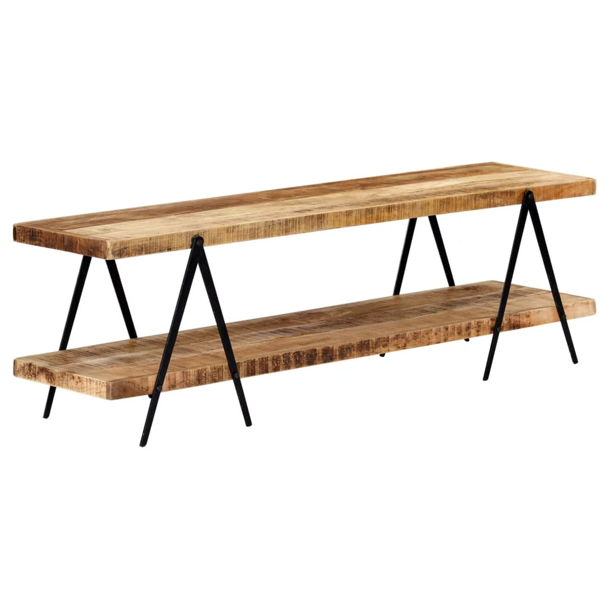 Mango Wood TV Stand with 2 Storage Shelves I239010