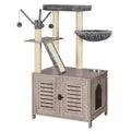 44" Tall Wooden Cat Tree with Litter Box Enclosure T55132