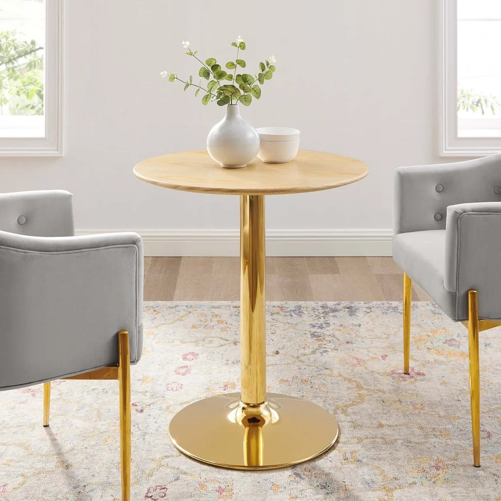 28" Round Wood & Metal Dining Table M232
