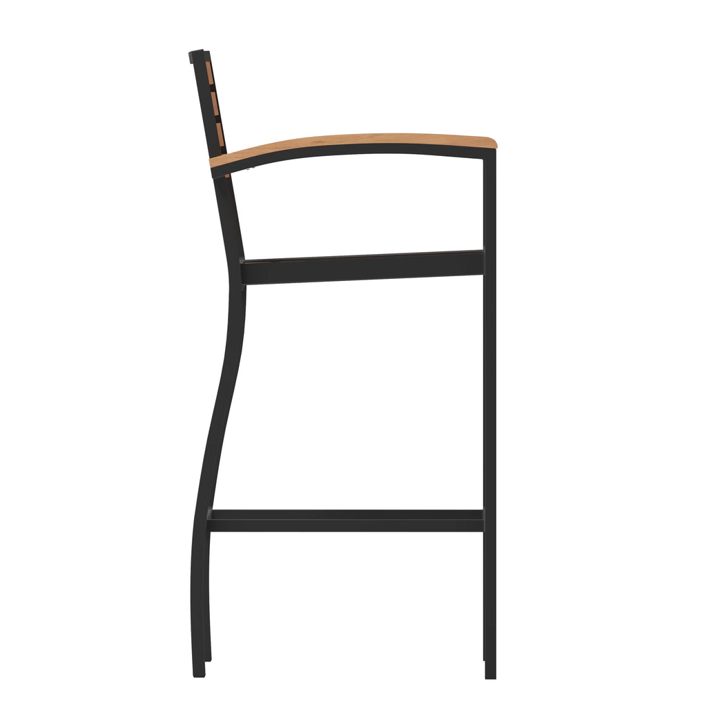 Teak Bar Height Stool with Arms Y742