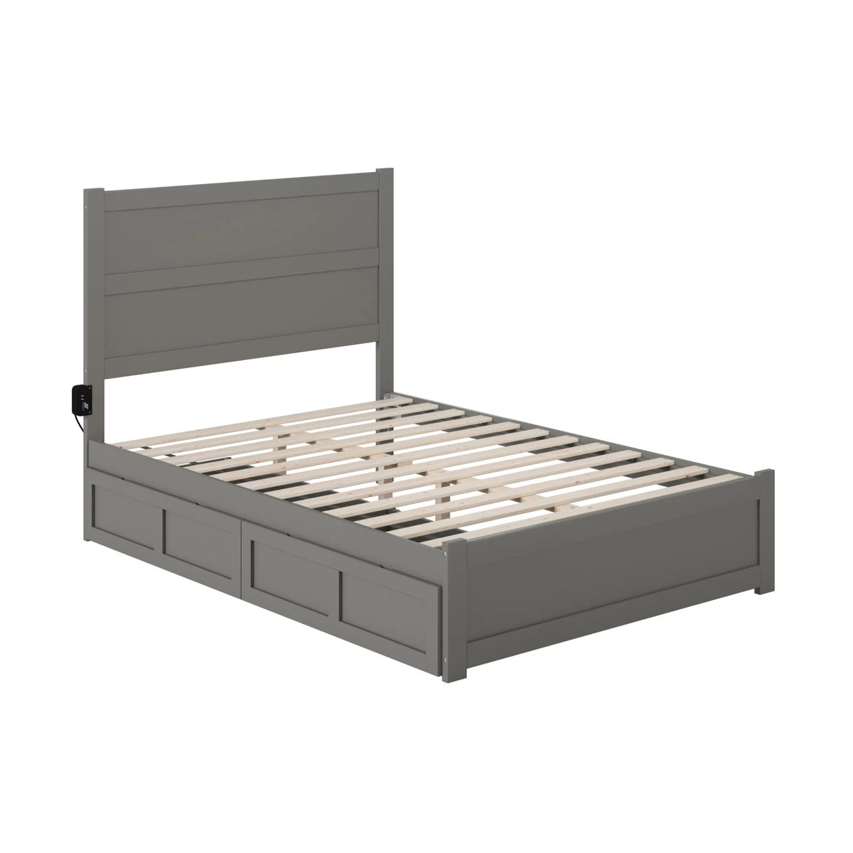 Gray Wood Full Bed with Footboard and 2 Drawers D385480