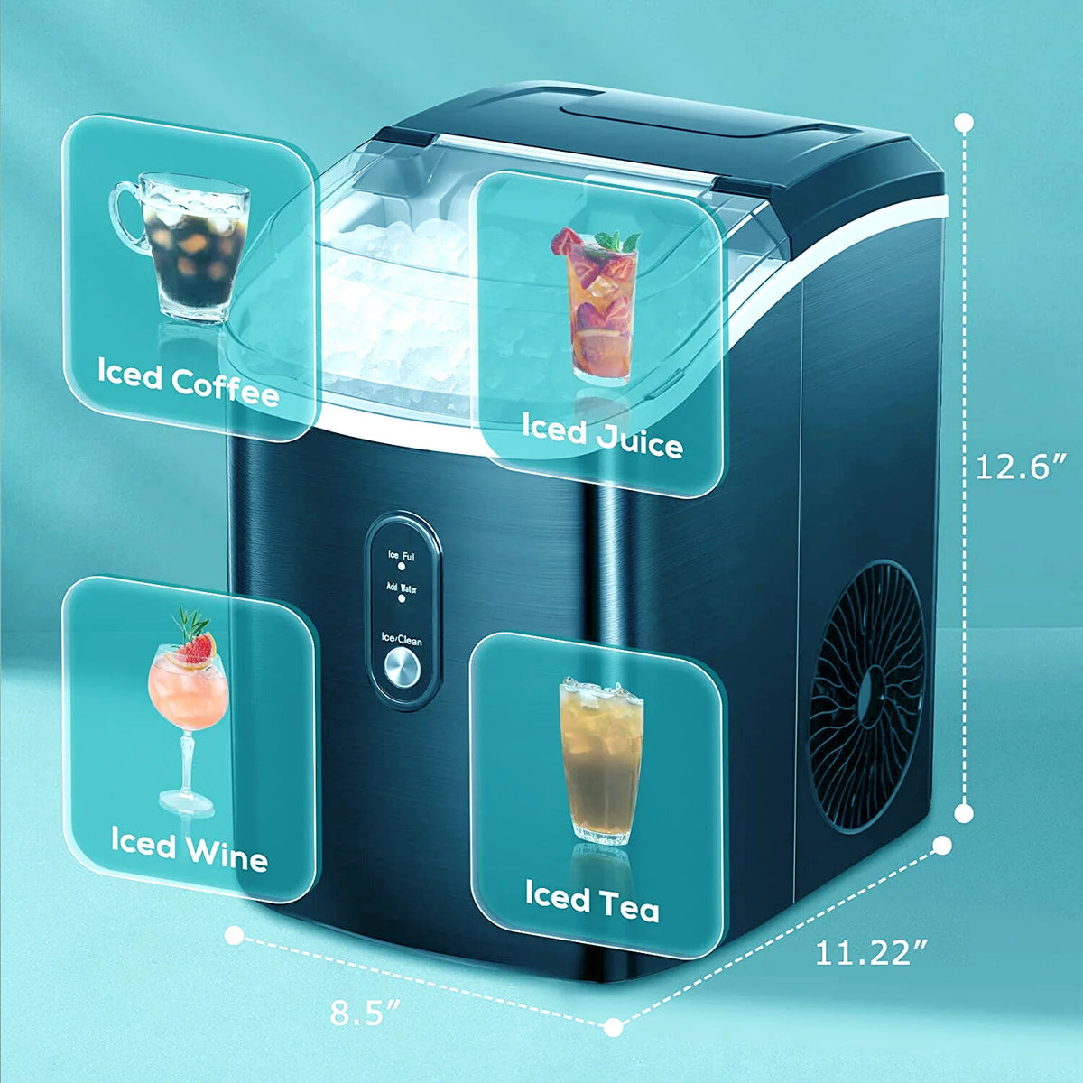 Nugget Ice Maker Countertop with Self-Cleaning Function, 33lbs/24H Chewable Ice, Black T55498
