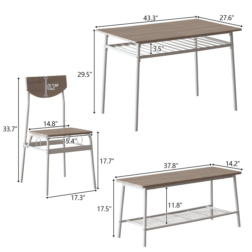 6-Piece Dining Room Set with 4 Chairs and 1 Bench T10160
