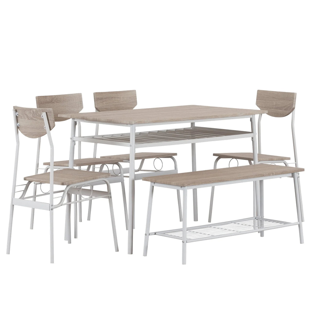 6-Piece Dining Room Set with 4 Chairs and 1 Bench T10160