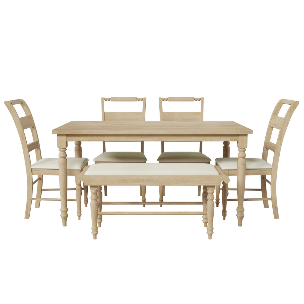 6-Piece Dining Set with Upholstered Chairs and Bench X99445