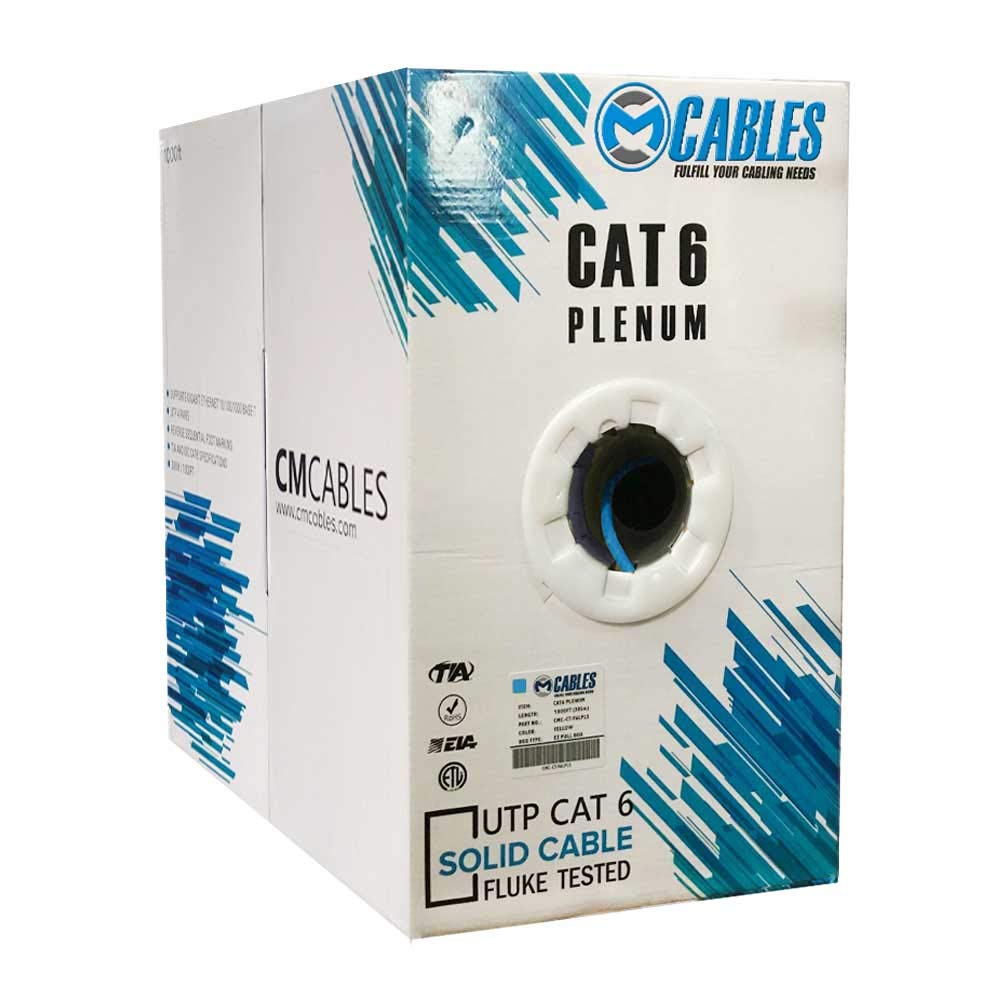 Cat6 Plenum UTP Solid Bulk Ethernet Network Cable 550 Mhz 23 AWG Blue W929