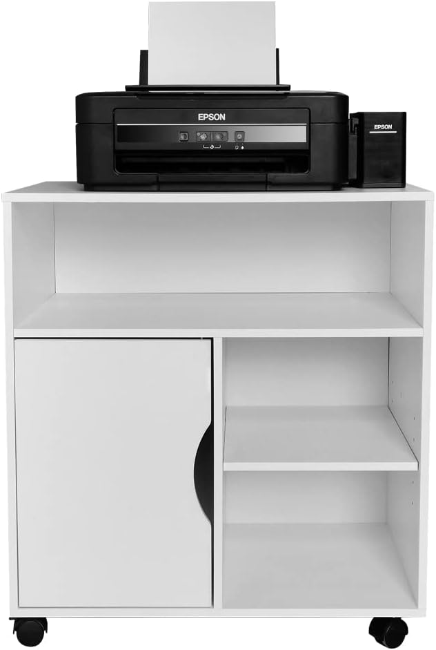File Cabinet Printer Stand with Wheels and 3 Open Shelves K923