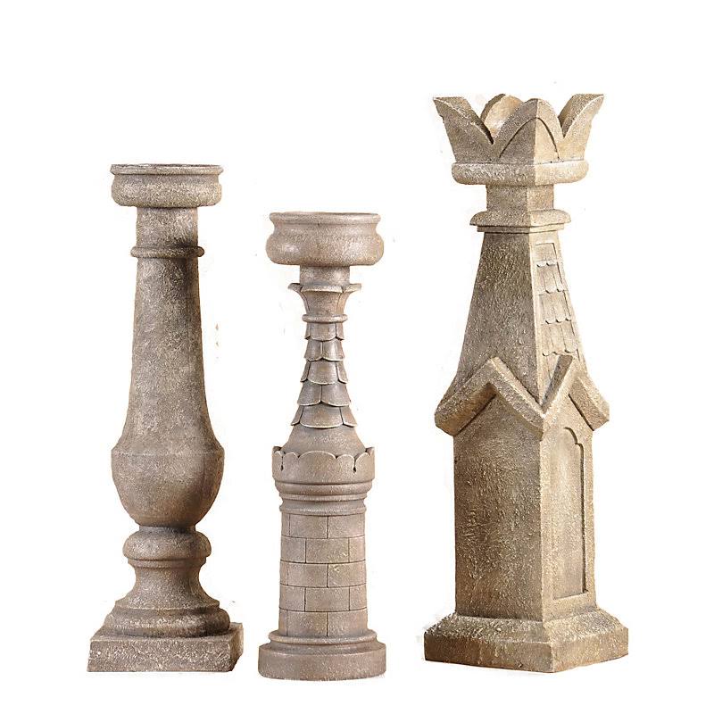 3 Piece Beige Candlestick Set F62603