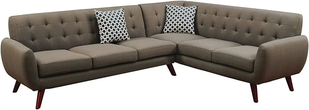 Grey Polyfiber Linen-Like Fabric Sectional Sofa Set G795743