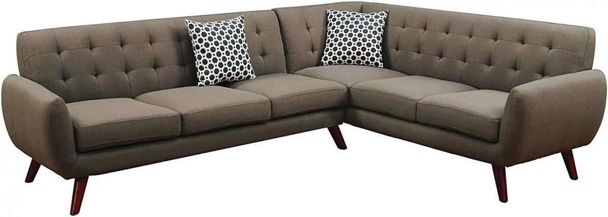 Grey Polyfiber Linen-Like Fabric Sectional Sofa Set G795743