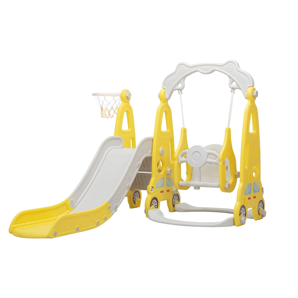4 in 1 Slide and Swing Set with Basketball Hoop X869238