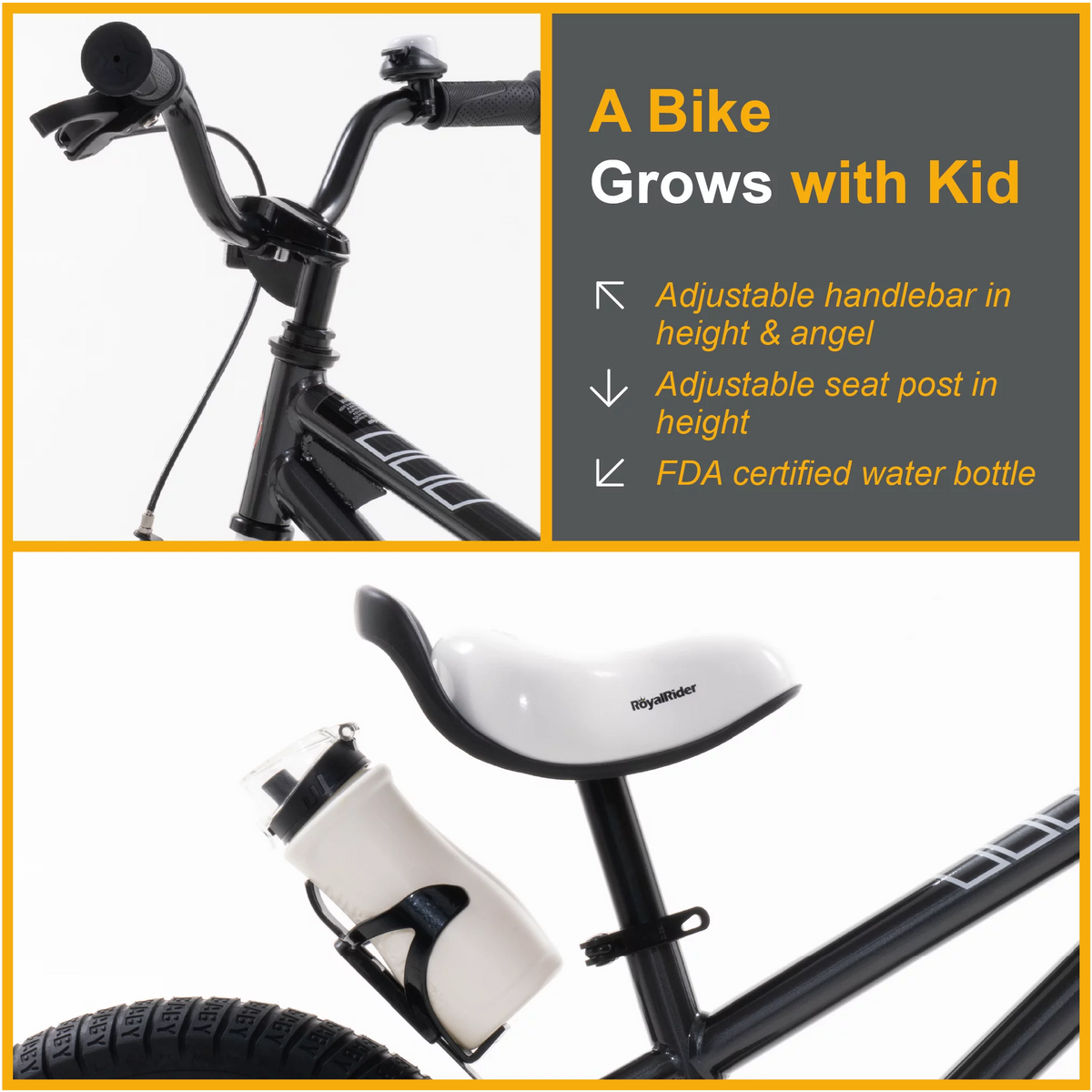 14 In Black Kids Bike with Training Wheels K22757