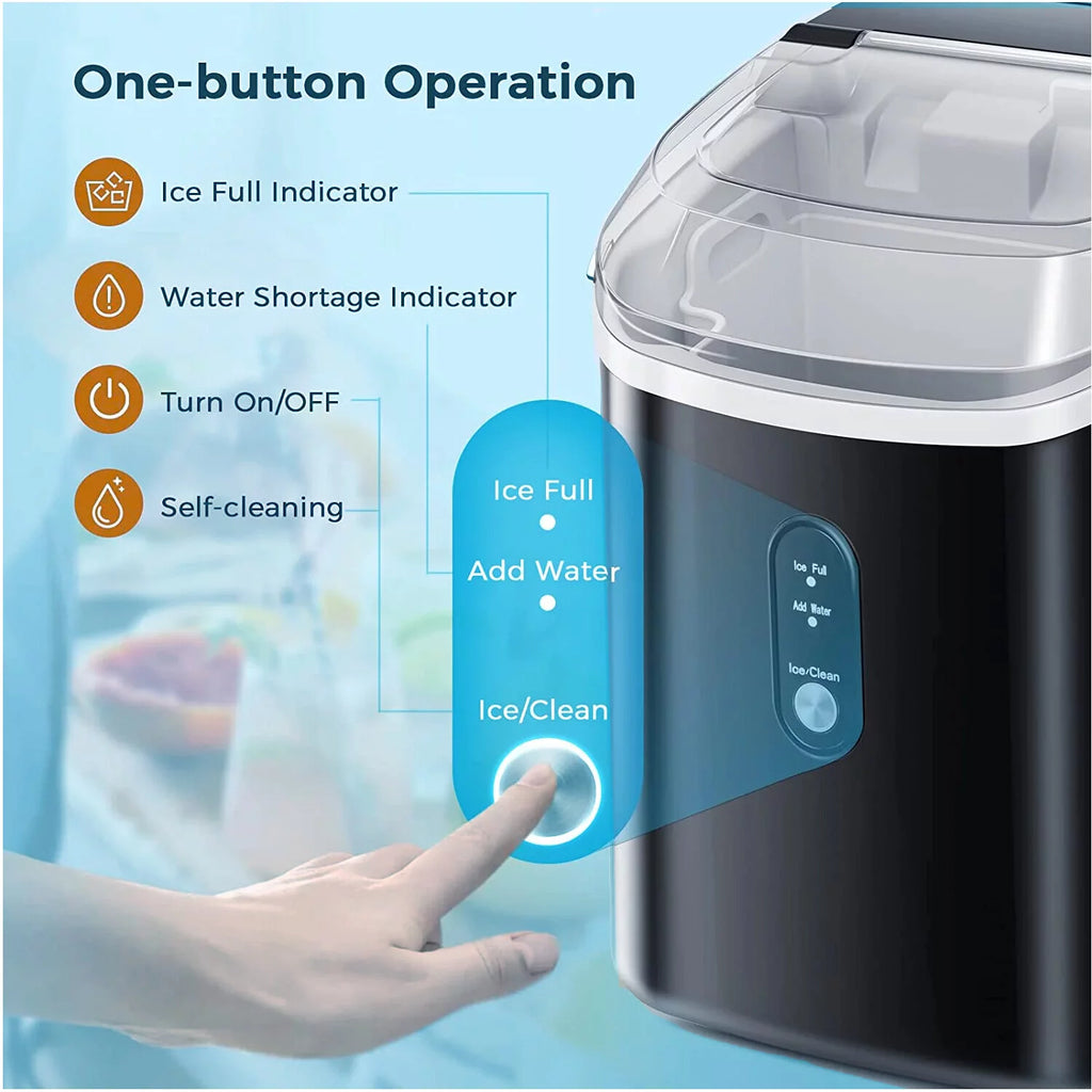 Nugget Ice Maker Countertop with Self-Cleaning Function, 33lbs/24H Chewable Ice, Black T55498