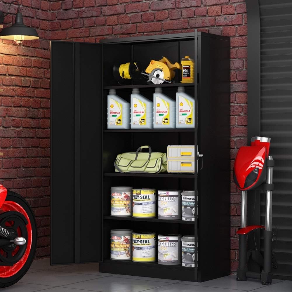 Metal Storage Cabinet with 2 Doors and 4 Adjustable Shelves S3411