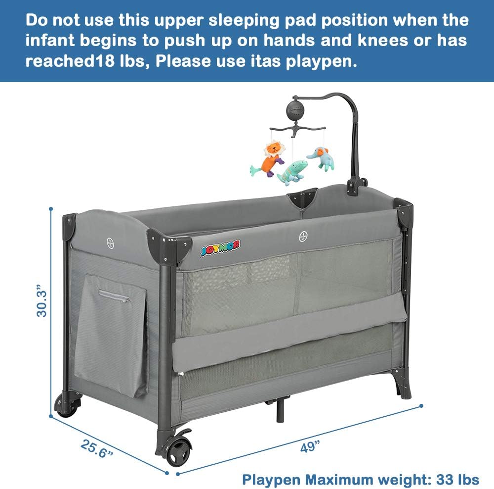 3 in 1 Baby Bedside Sleeper with Mattress and Carry Bag Y42878