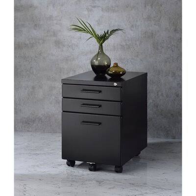 3 Drawer Black Mobile Vertical Filing Cabinet O4534