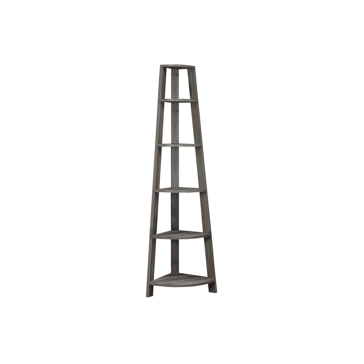 Taupe Brown Corner Accent Etagere Bookcase X5288