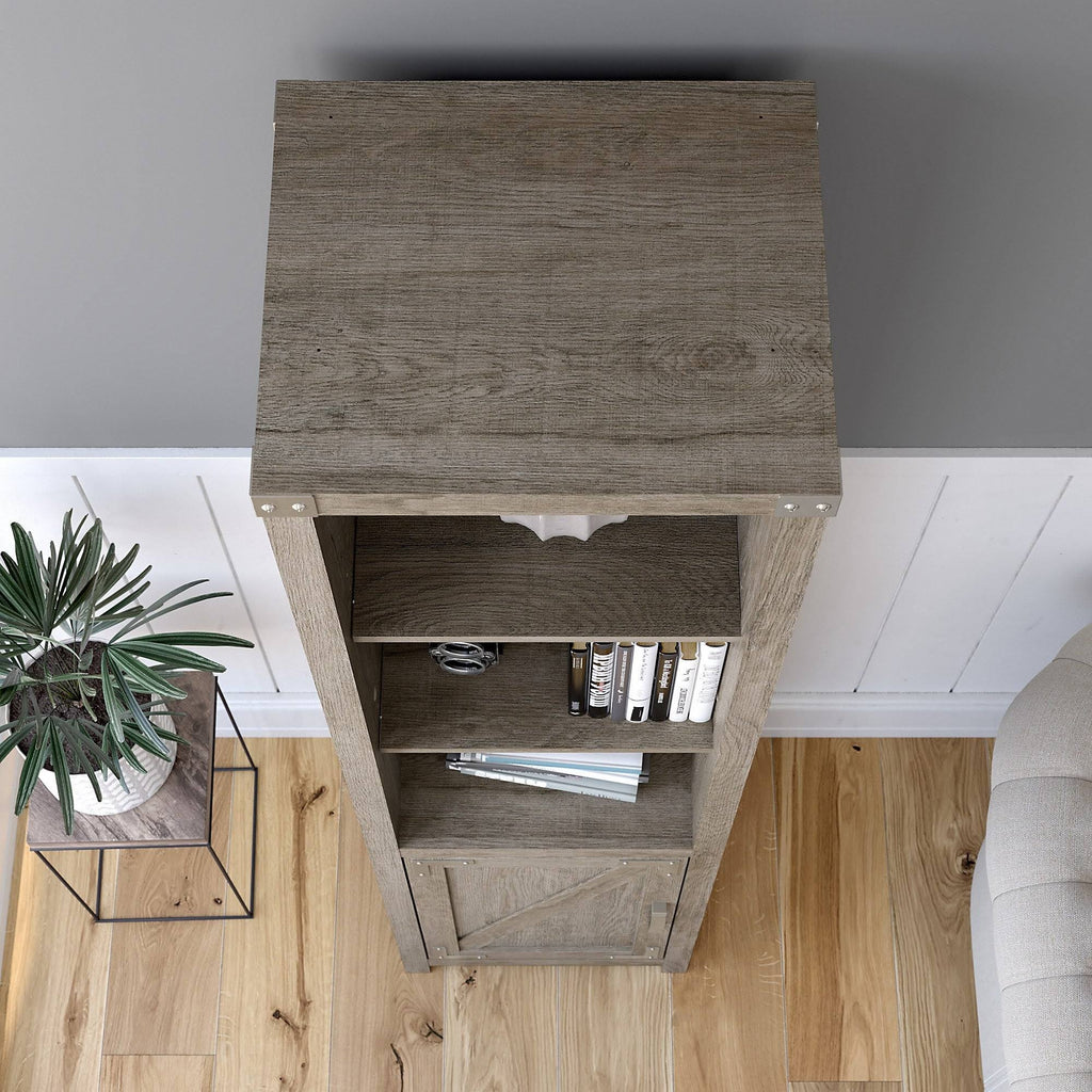 Tall Narrow 5 Shelf Bookcase with Door C81625