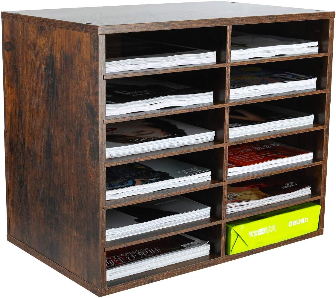 Wood Desktop Literature Organizer 12 Compartments Pack of 2 S702441