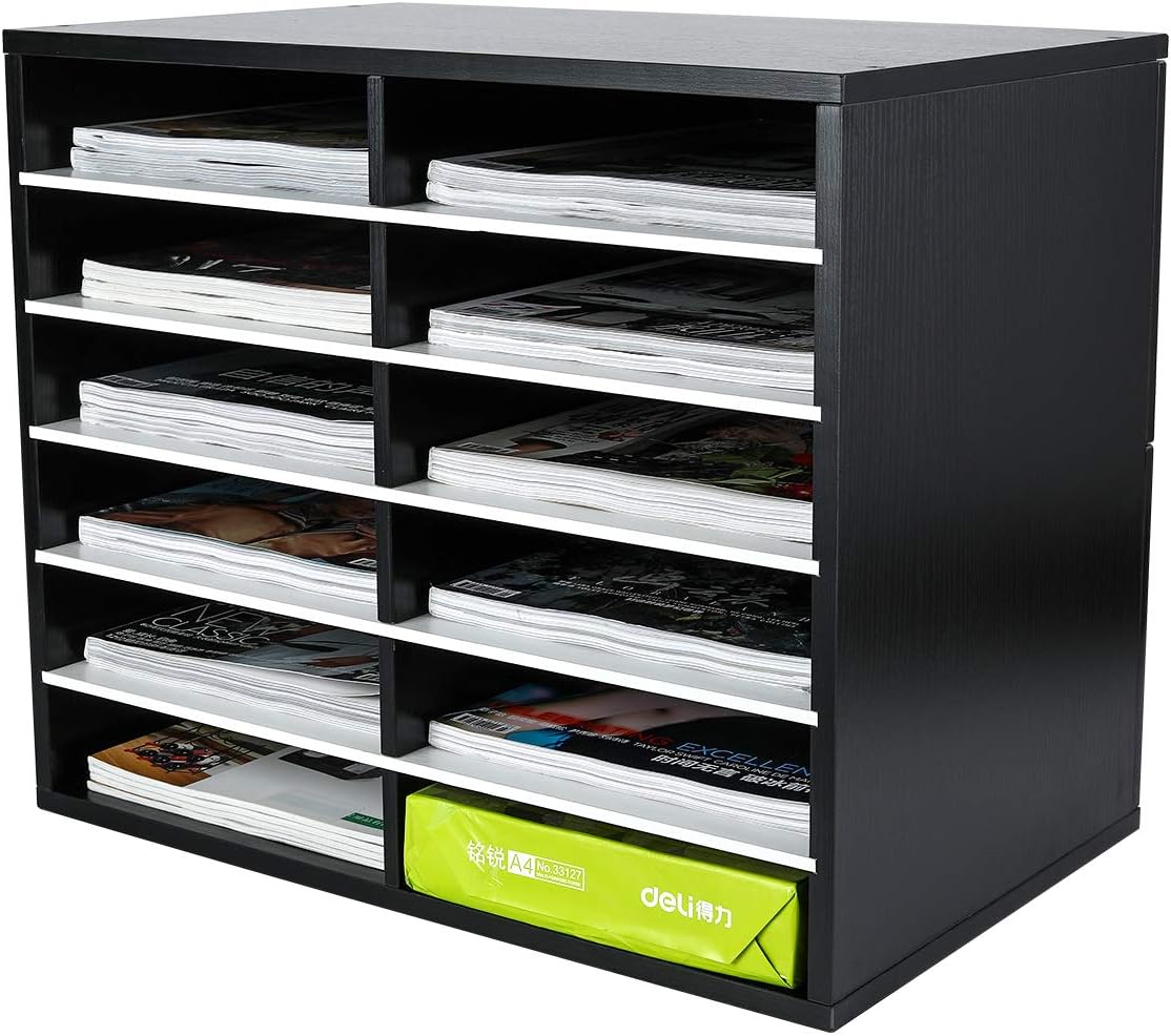 Wood Desktop Literature Organizer 12 Compartments Pack of 2 S702441
