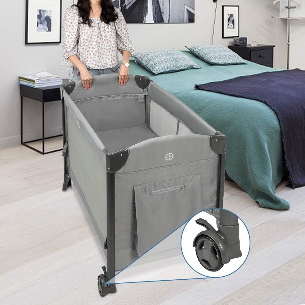 3 in 1 Baby Bedside Sleeper with Mattress and Carry Bag Y42878