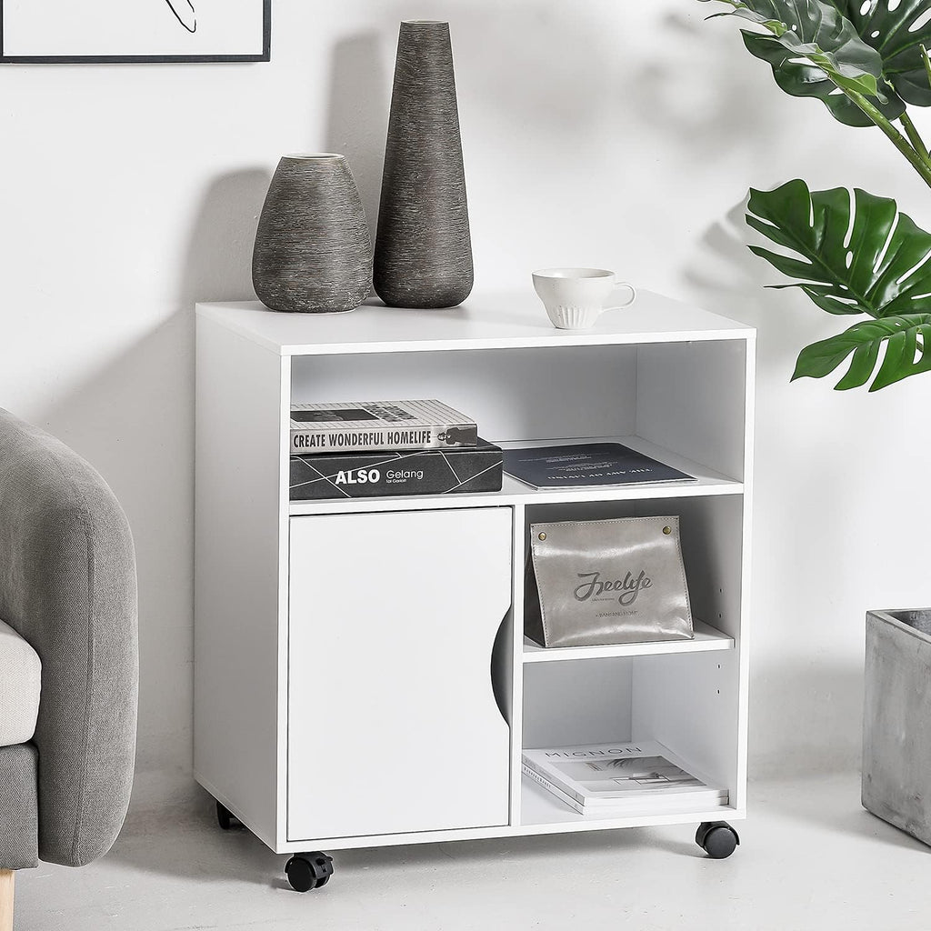 File Cabinet Printer Stand with Wheels and 3 Open Shelves K923