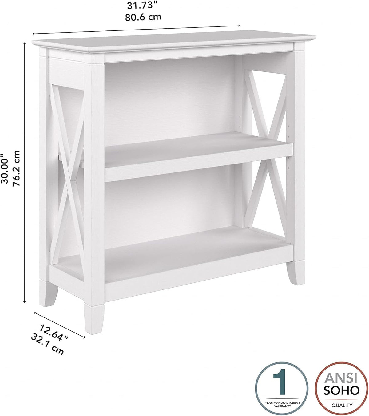 2 Shelf Bookcase in Pure White Oak A1229