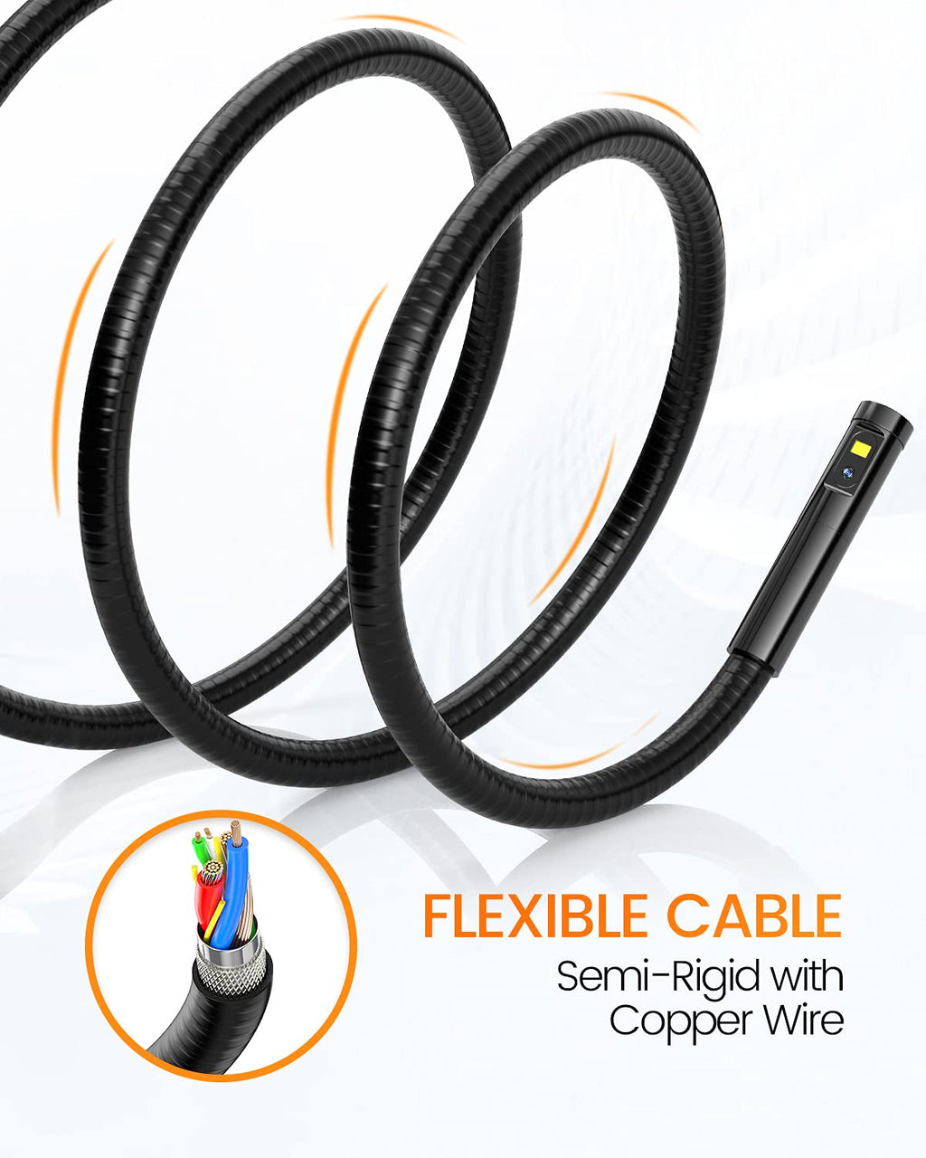 5 inches IPS Dual Lens Borescope Camera with 8mm 10ft Cable S91324