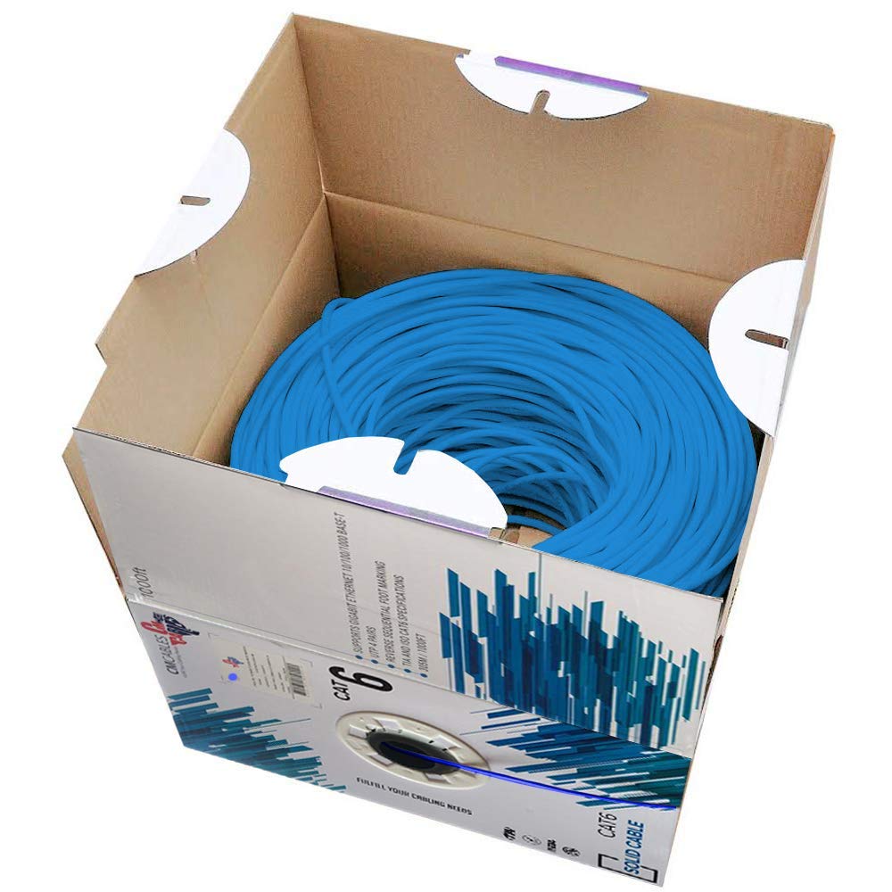 Cat6 Plenum UTP Solid Bulk Ethernet Network Cable 550 Mhz 23 AWG Blue W929