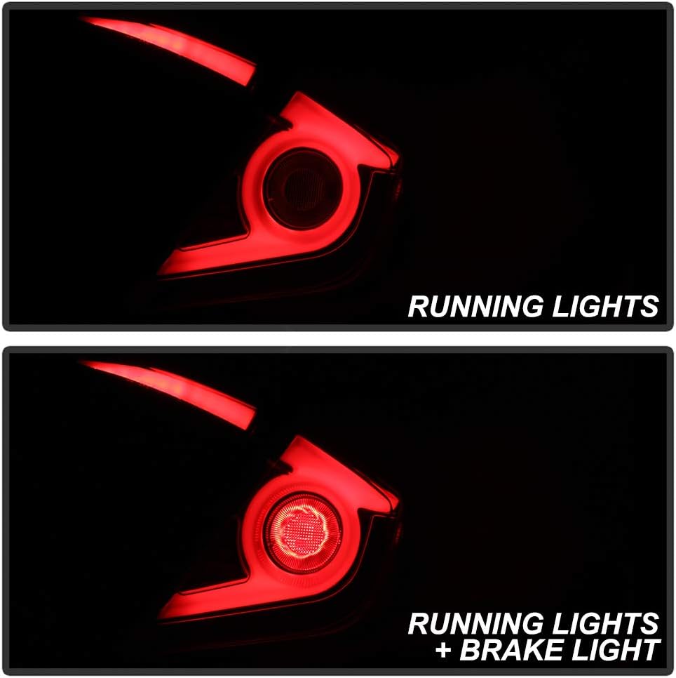 2016-2018 Honda Civic Sedan Black Housing Smoked Lens LED Tail Lights X636